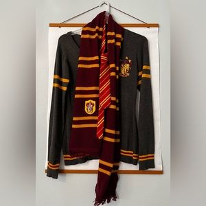 Harry Potter Gryffindor Costume Set Size Large Women’s Cardigan Scarf Tie